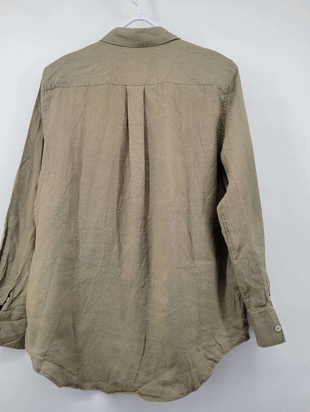 Quince Womens 100% European Linen Long Sleeve Shirt Olive Green Size Large - Picture 5 of 9